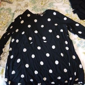 Black polka dot swing dress